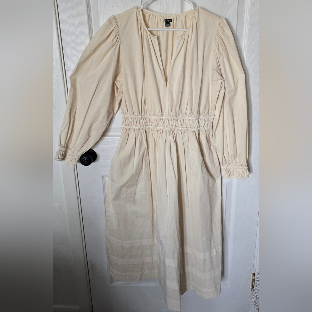J. Crew Cream Long Sleeve Dress